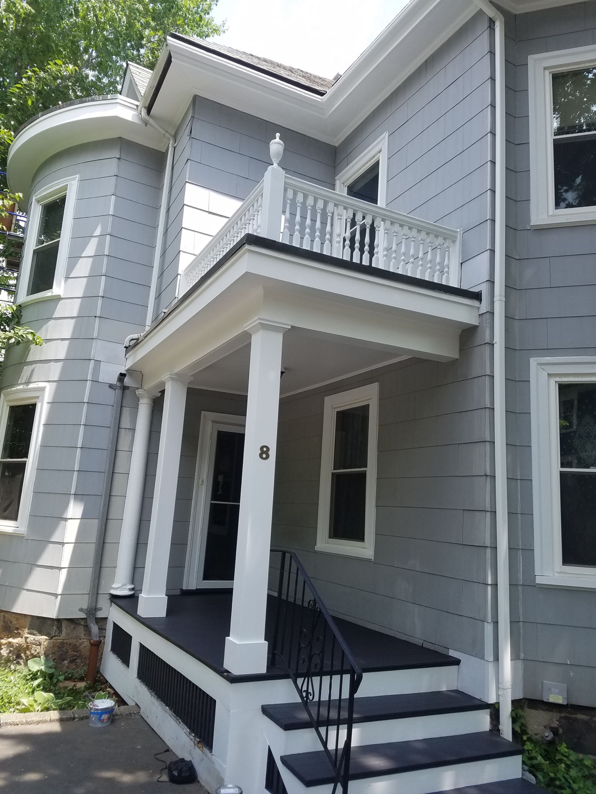 Exterior repaint and trim work on a Greater Boston home